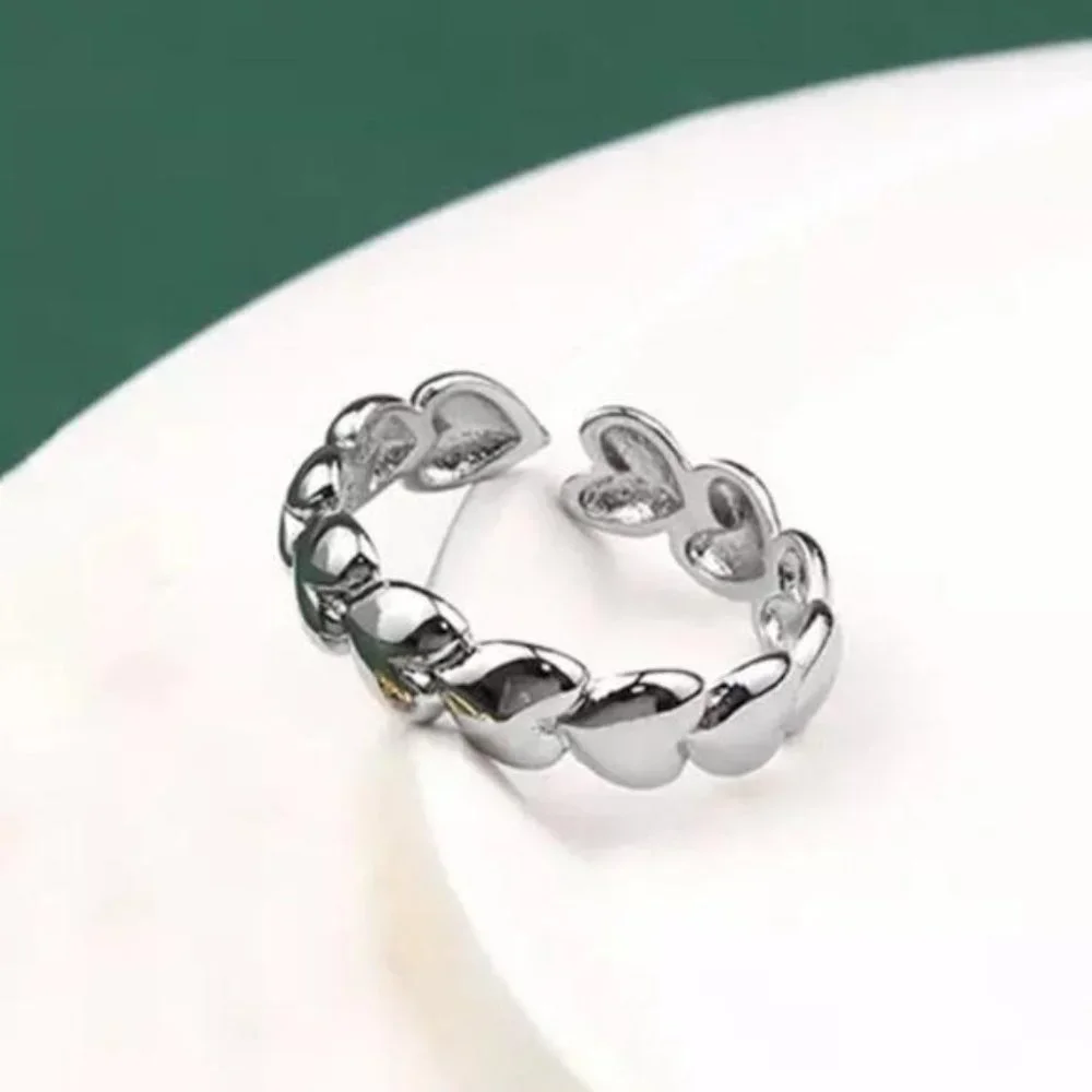 NEW 925 STERLING SILVER ADJUSTABLE HEART RING - Picture 1 of 5